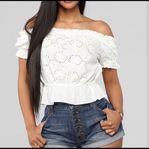 White off shoulder top